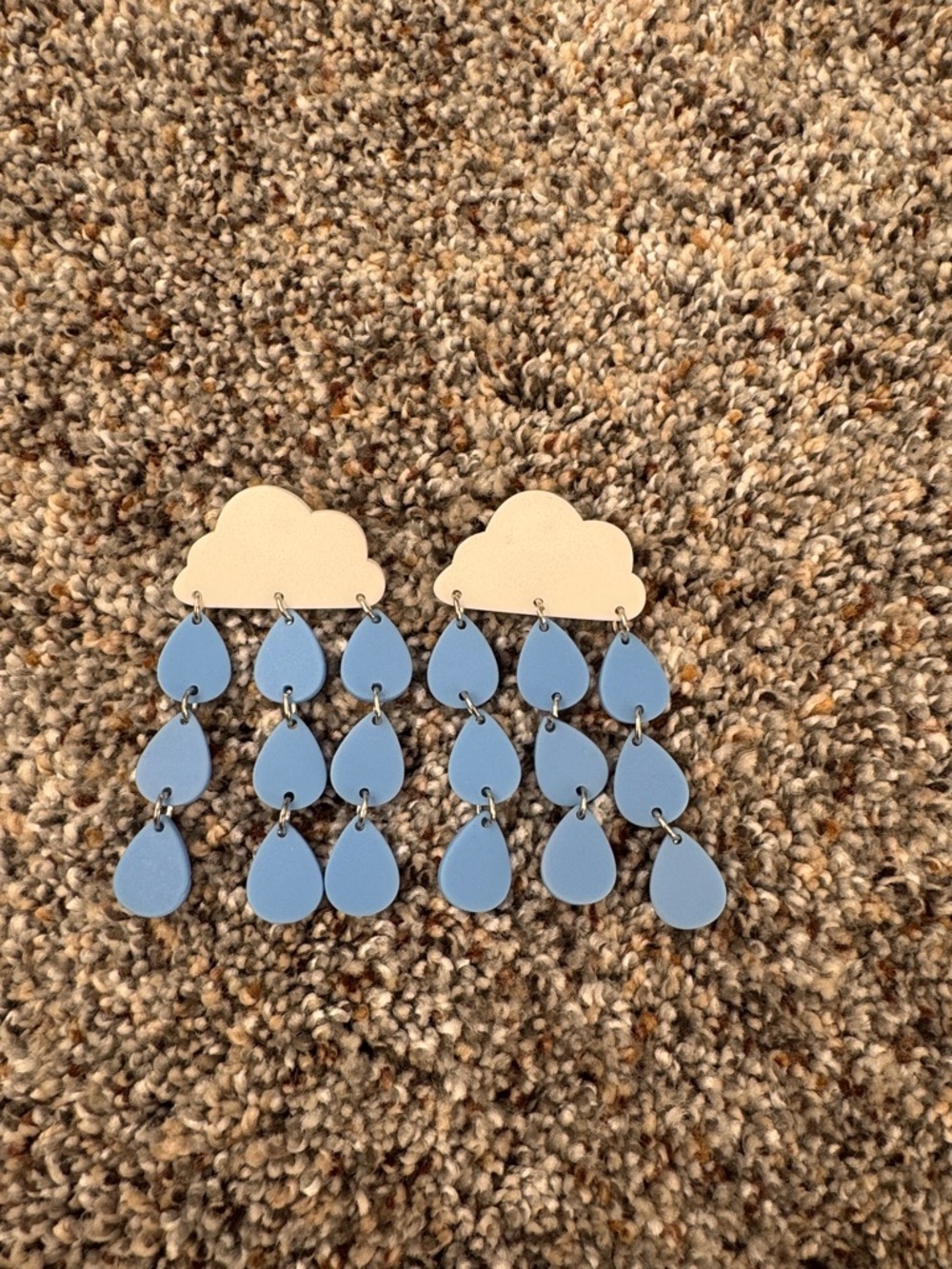 Blue Cloud Drop Statement Earrings